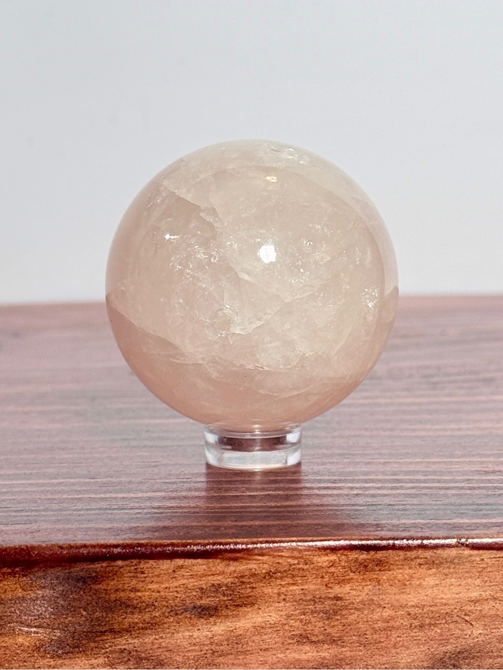 Rose Quartz Sphere – Soft Blush Pink Polished Crystal Orb – 47mm